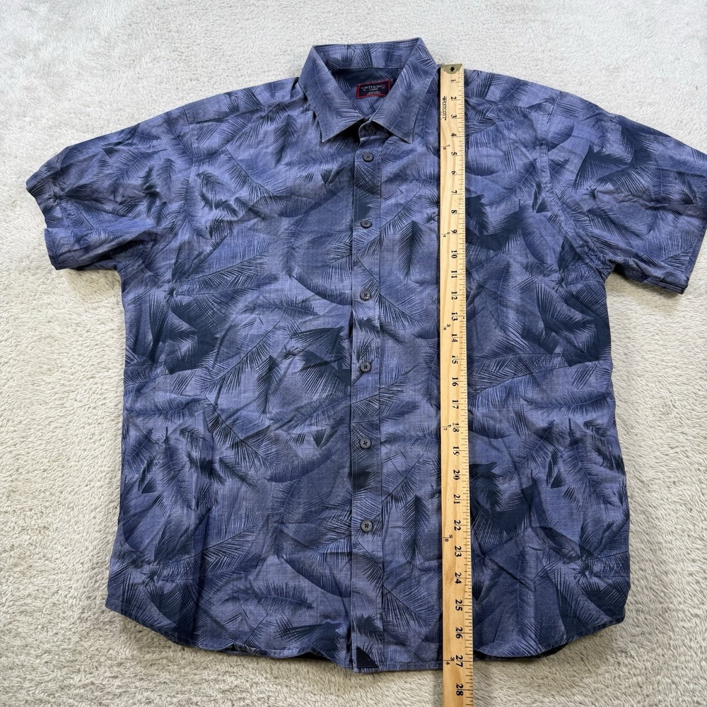 UNTUCKit Shirt Men Large Blue Floral Short Sleeve Button Up Palm Hawaiian Cotton - Picture 5 of 7